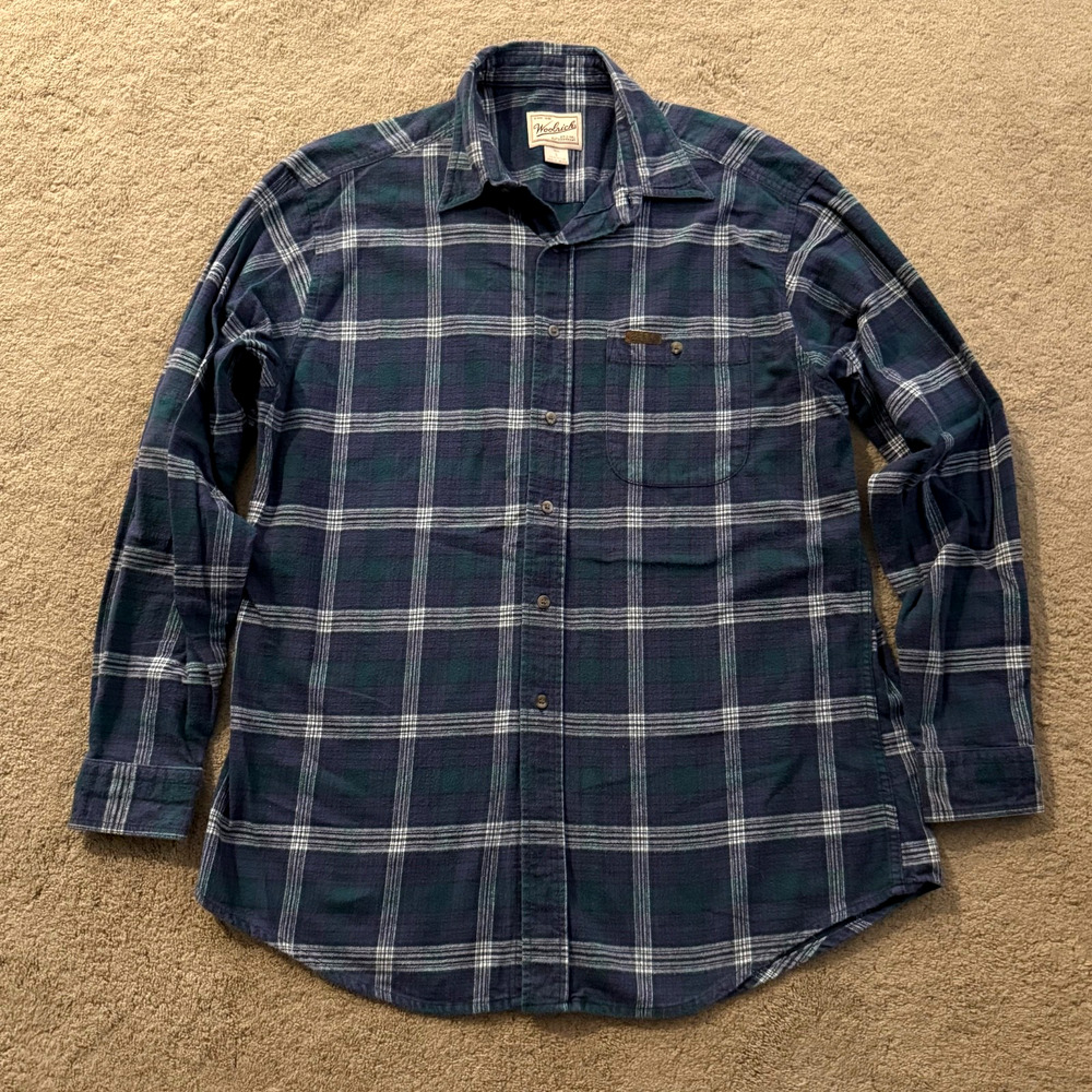 Vintage Woolrich Plaid Flannel Shirt Mens Button Up LT Large Tall 33" Length